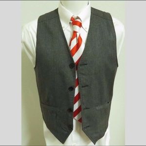 Sz M Gray Herringbone Mens Poly #66C Suit Vest